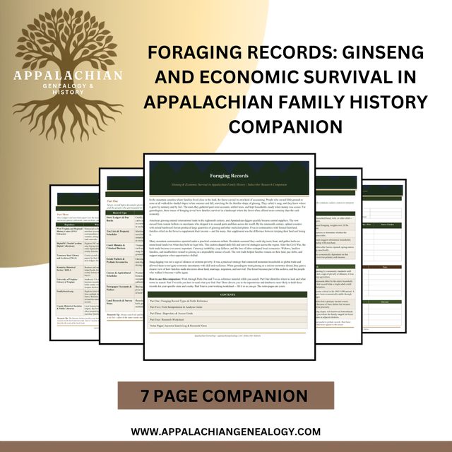 Foraging Records: Ginseng and Economic Survival in Appalachian Family History Companion