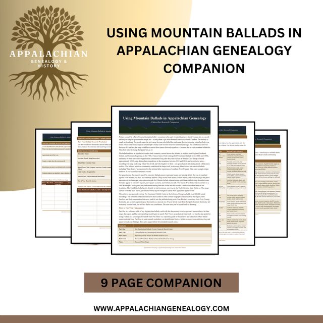 Using Mountain Ballads in Appalachian Genealogy Companion